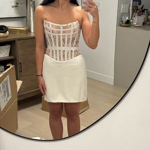 RETROFETE Blythe Embellished White Lace Bustier Corset Dress Size Small